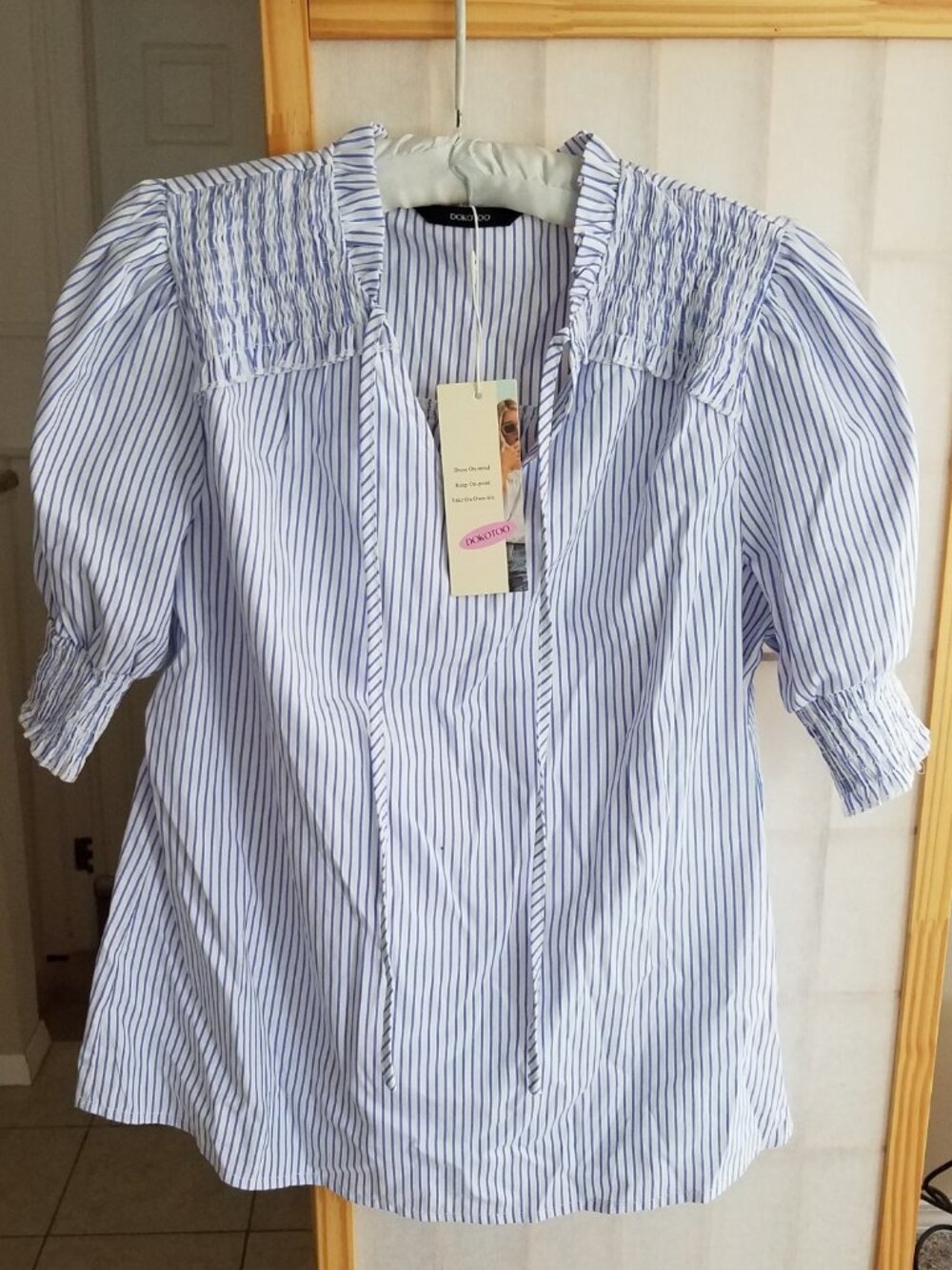 Blue Pinstripe Blouse NWT
